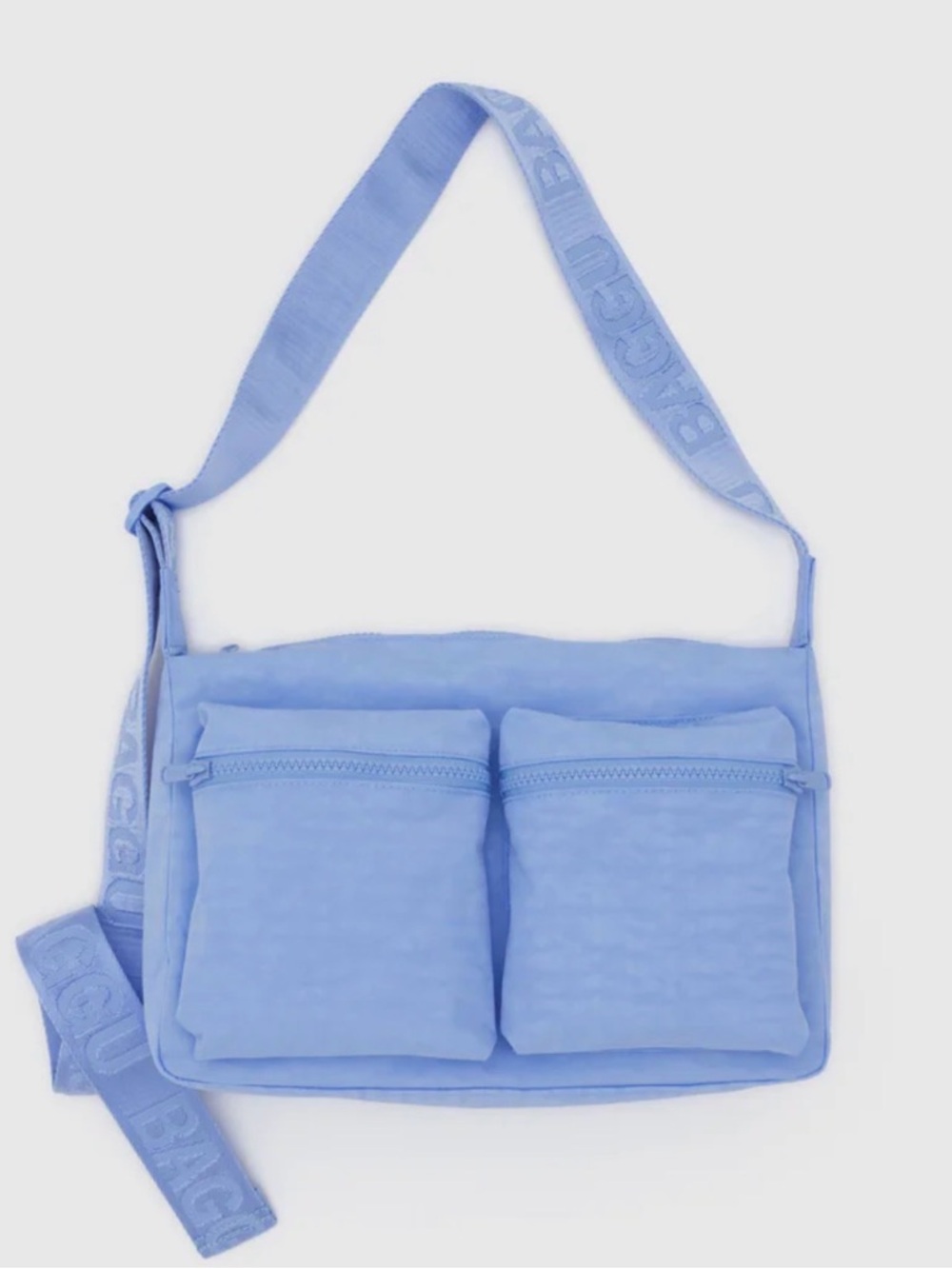 BAGGU Light Blue Crossbody Bag with Front Zip Pockets